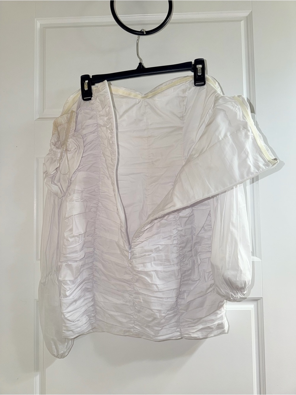 White Ruched Off-Shoulder Dress - Picture 6 of 9